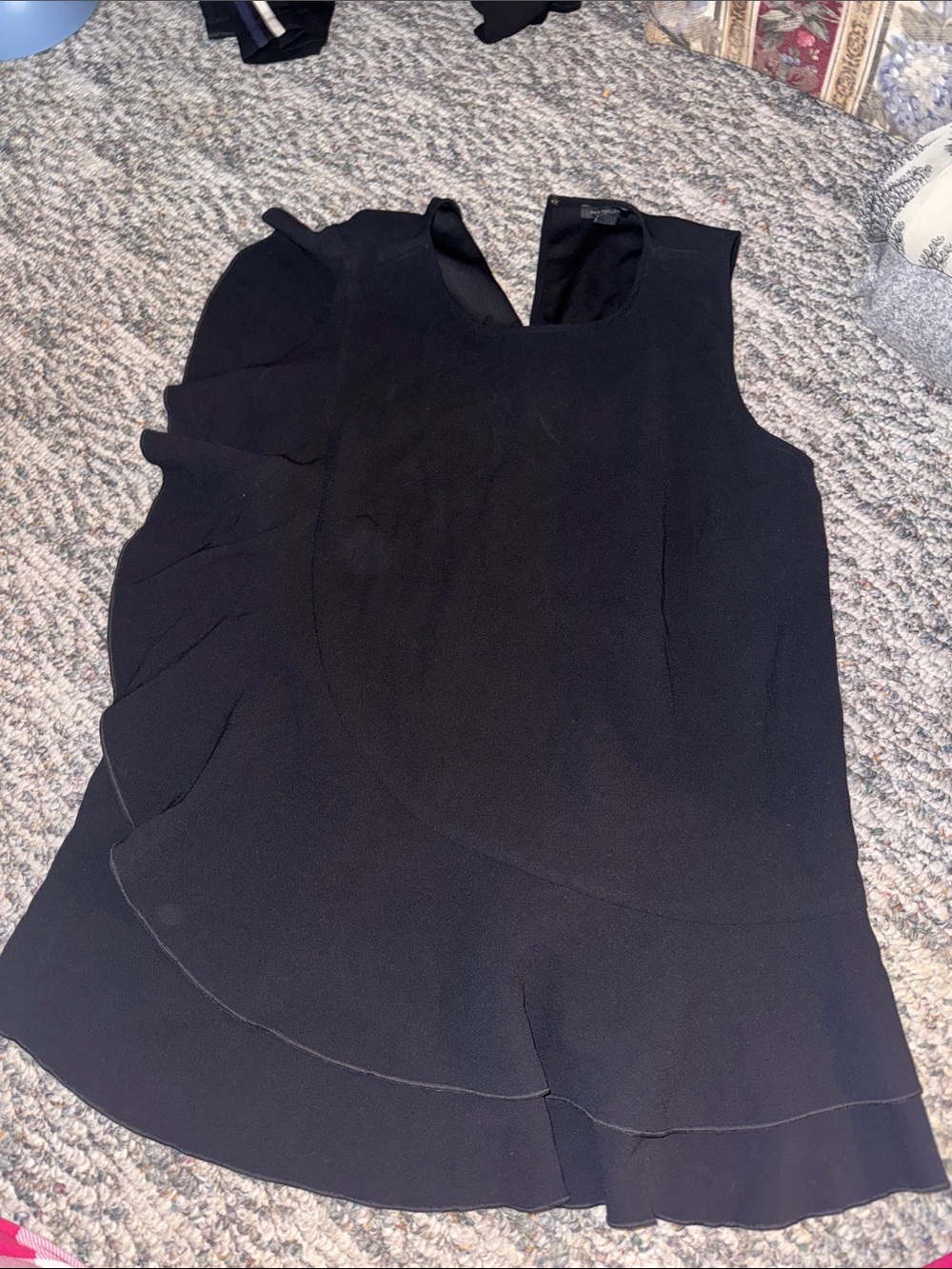 Ann Taylor Black Ruffle-Hem Sleeveless Camisole
